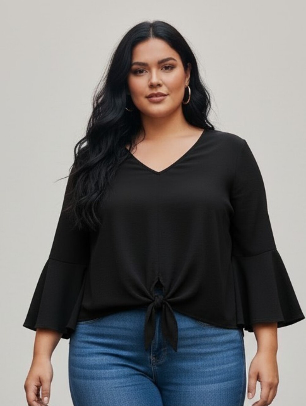 Torrid Black Tie-Front Bell Sleeve Size 3
